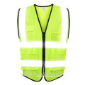 Neon Yellow Hi Vis Vest Gilet To Wear Over Other Garments Construction Reflective Working Safety Waistcoat with Many Pockets